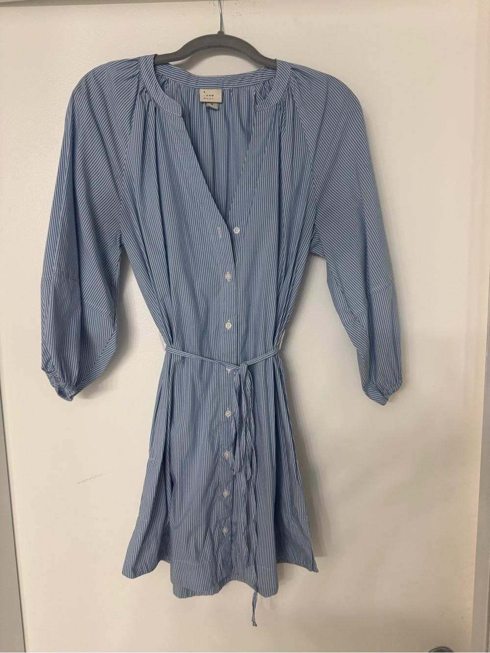a new day Light Blue Pinstripe Button-Front Shirt Dress